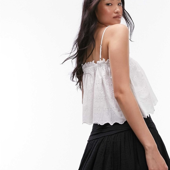 Nwt Topshop white eyelet flouncy top - Picture 4 of 11